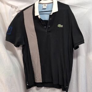 Lacoste Men's Polo with Black and Gray Stripes